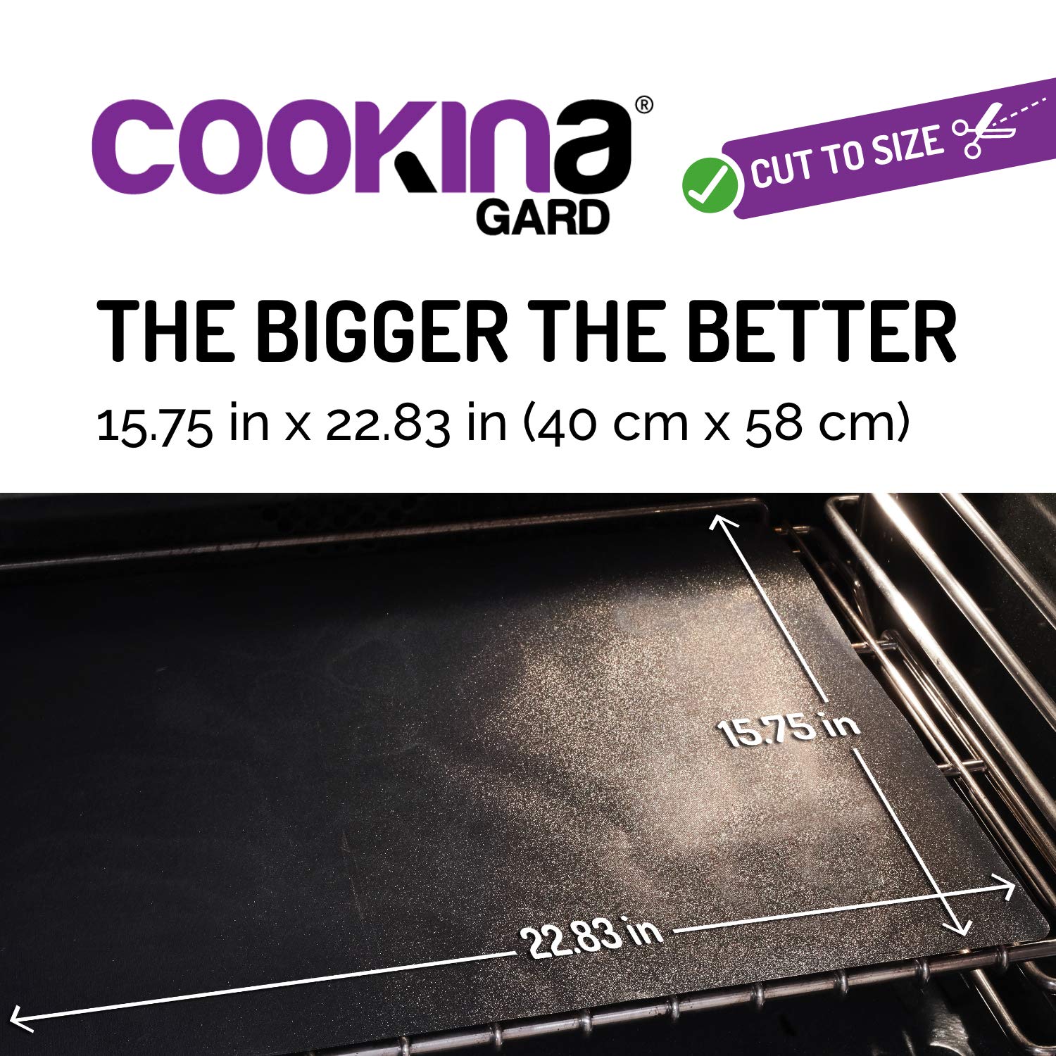 Cookina GARD Reusable Oven Protector - 100% Non-Stick Oven Liner, Easy to Clean, Spills and Splatters Protection, Suitable for Gas, Toasters, Electric and Convection Ovens and Microwave - 15.75x22.83-inch, Black