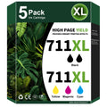 Jettruemedia 711XL Ink Cartridges High Yield Compatible Replacement for HP 711 Ink Cartridge 711XL Black use with HP Designjet T520 T120 T520 24-in T520 36-in Printers (5-Pack, 2 Black/C/M/Y)