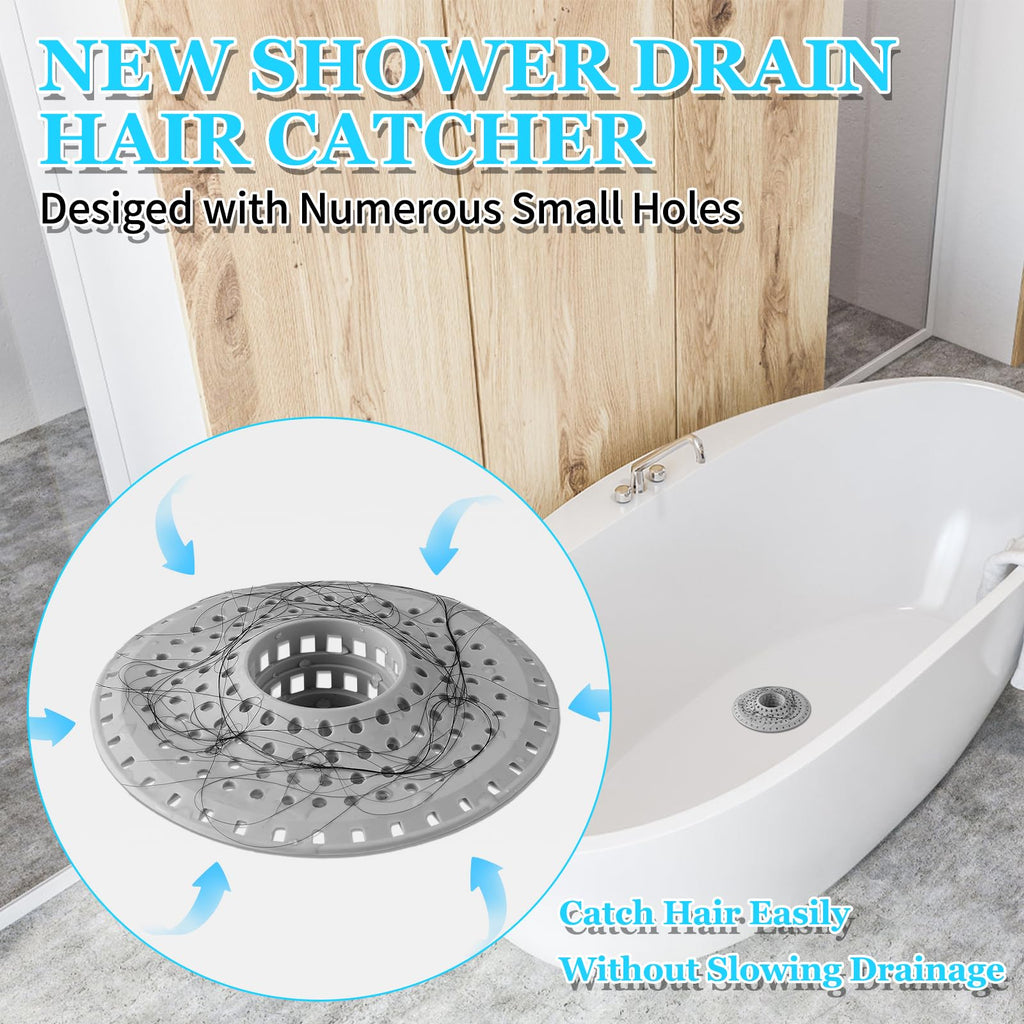 Aluvor Shower Hair Drain Catcher, Silicone Bathtub Drain Hair Catcher Strainer, All-in-one Tub Hair Catcher Drain Protector for 1.48'' to 1.76'' Regular Drains, 3PCS