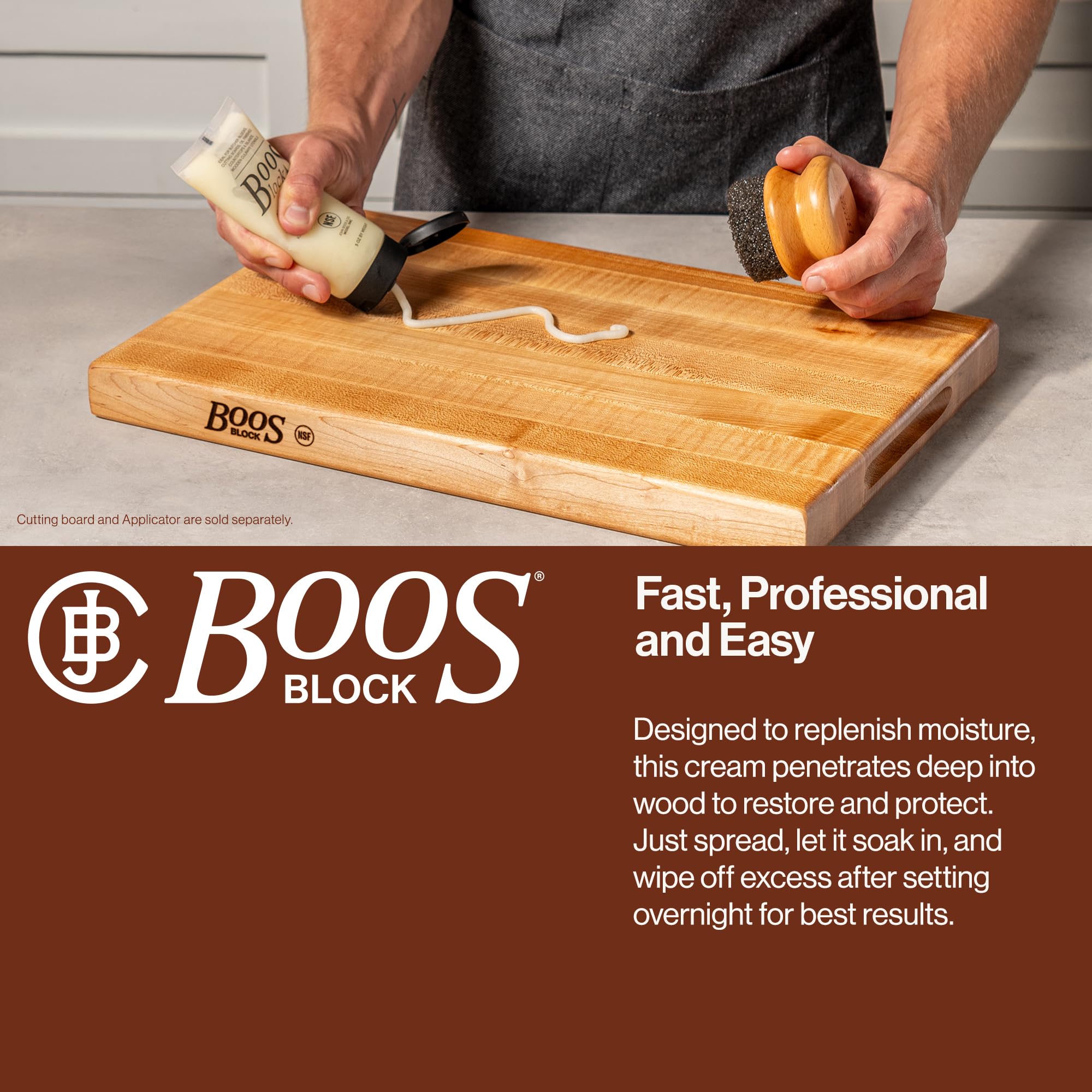 John Boos 5 oz Board Cream with Beeswax and Mineral Oil for Wood Surface Care – All-Natural Conditioner & Sealer for Butcher Blocks, Wooden Cutting Boards, Countertops, and Utensils