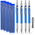Hiboom 4 Pcs Welders Pencil with 48 Pcs Silver Round Refills, Mechanical Pencils Metal Marker with Built-in Sharpener for Pipe Fitter Welder Steel Construction Fabrication Woodworking, Design Patent