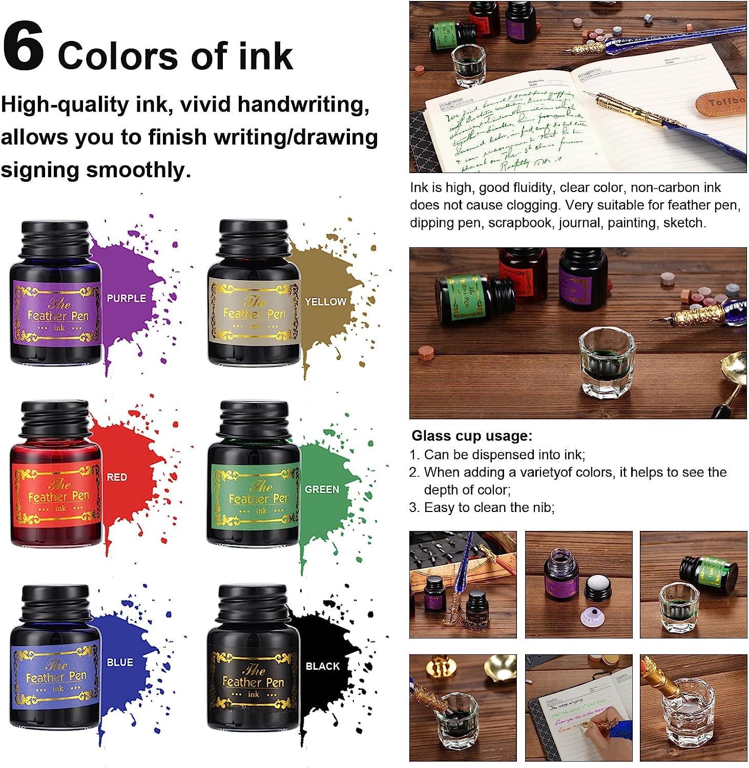 Joyeee Quill Writing Pen Ink Stationery Set, Classic Antique Pens Set with 18 Nibs, Idea for Beginners Artists Drawing, Arts Crafts Signatures, Decoration, Women Gift Selection Calligraphy Kits #87