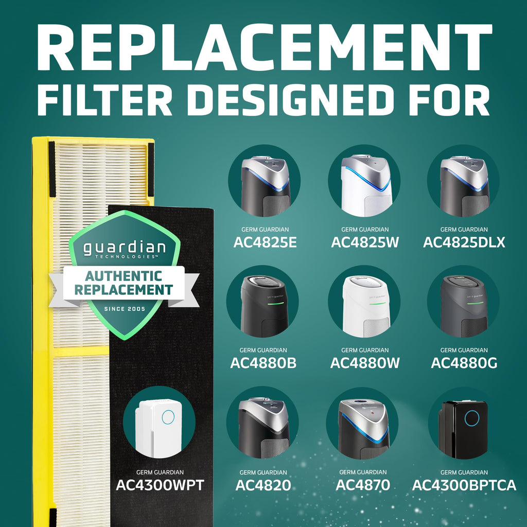 Germ Guardian FLT4825 HEPA GENUINE Air Purifier Replacement Filter B for GermGuardian AC4300BPTCA, AC4900CA, AC4825, AC4825DLX, AC4850PT, CDAP4500BCA, CDAP4500WCA and More, 1-Pack, Gray