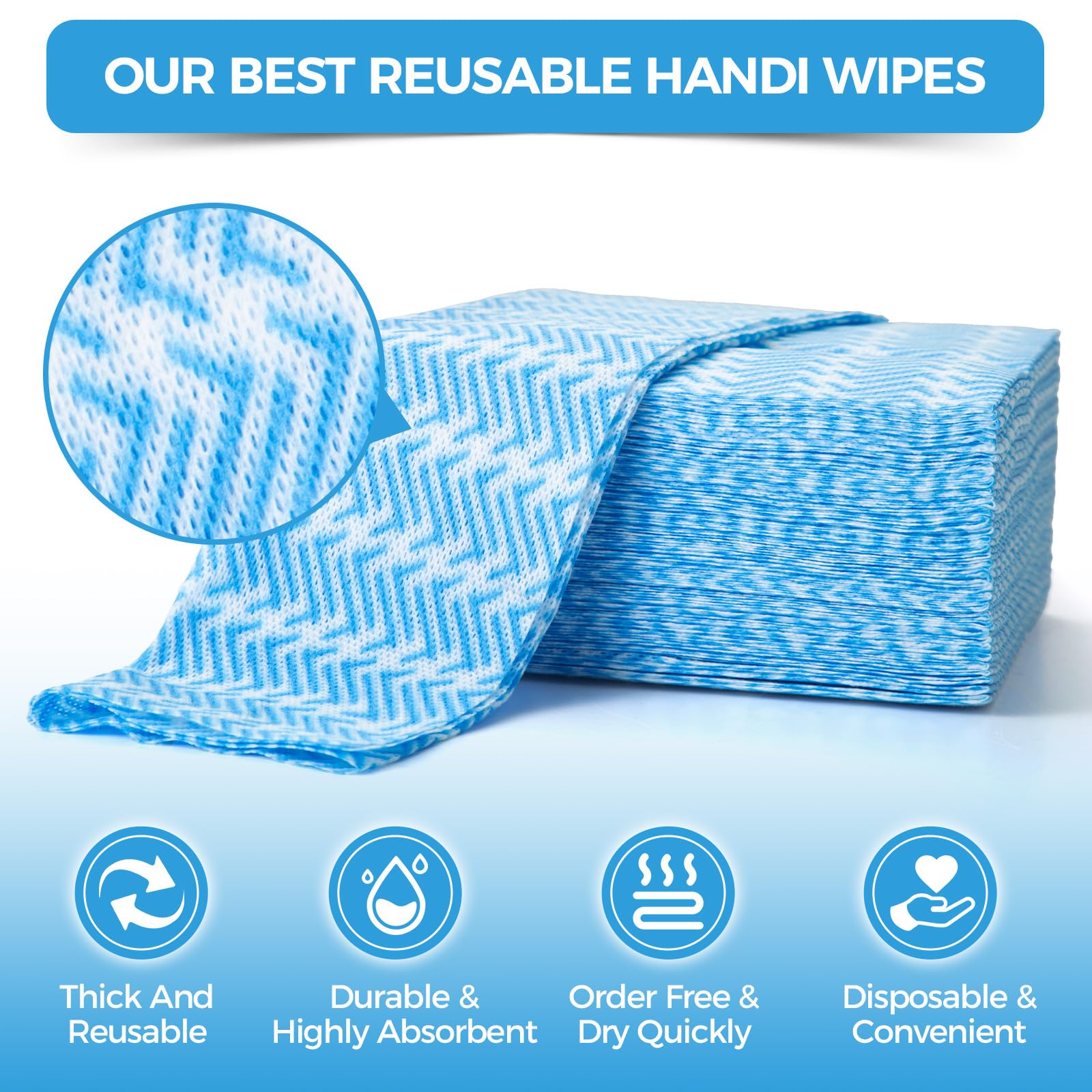 Peachicha All Purpose Cloths Disposable Cleaning Cloths Reusable J Cloths Blue Jay Cloth Dish Cloths Dish Towel for Kitchen (Blue,120 Pcs)