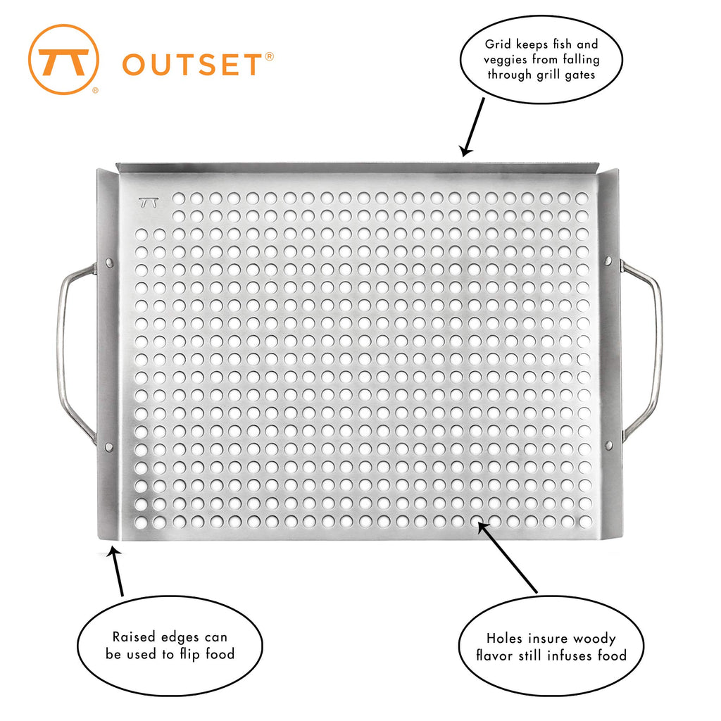 Outset 76632 Stainless Steel Grill Topper Grid, 11"x17" BBQ Tray