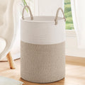 INDRESSME Large Laundry Hamper, 55L Baby Laundry Hamper for Toys, Tall Woven Laundry Basket for Clothes, Blanket Storage Basket for Living Room, 19.7 x 13.8 inches, Light & Brown