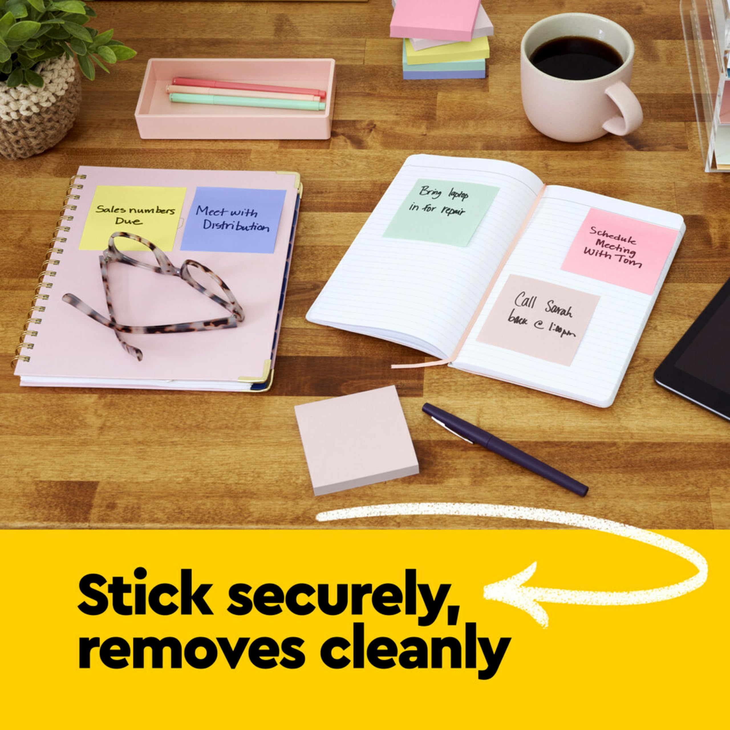 Post-it Notes, 3x3 in, 12 Pads, Canary Yellow, Clean Removal, Recyclable
