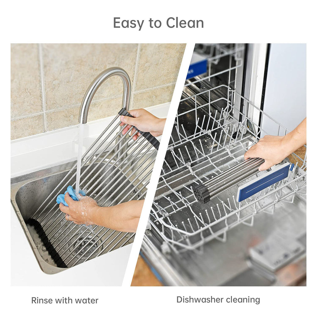 Roll up Dish Drying Rack Over The Sink Kitchen Roll up Sink Drying Rack Portable Dish Rack Dish Drainer (12.79’’21.25’’)