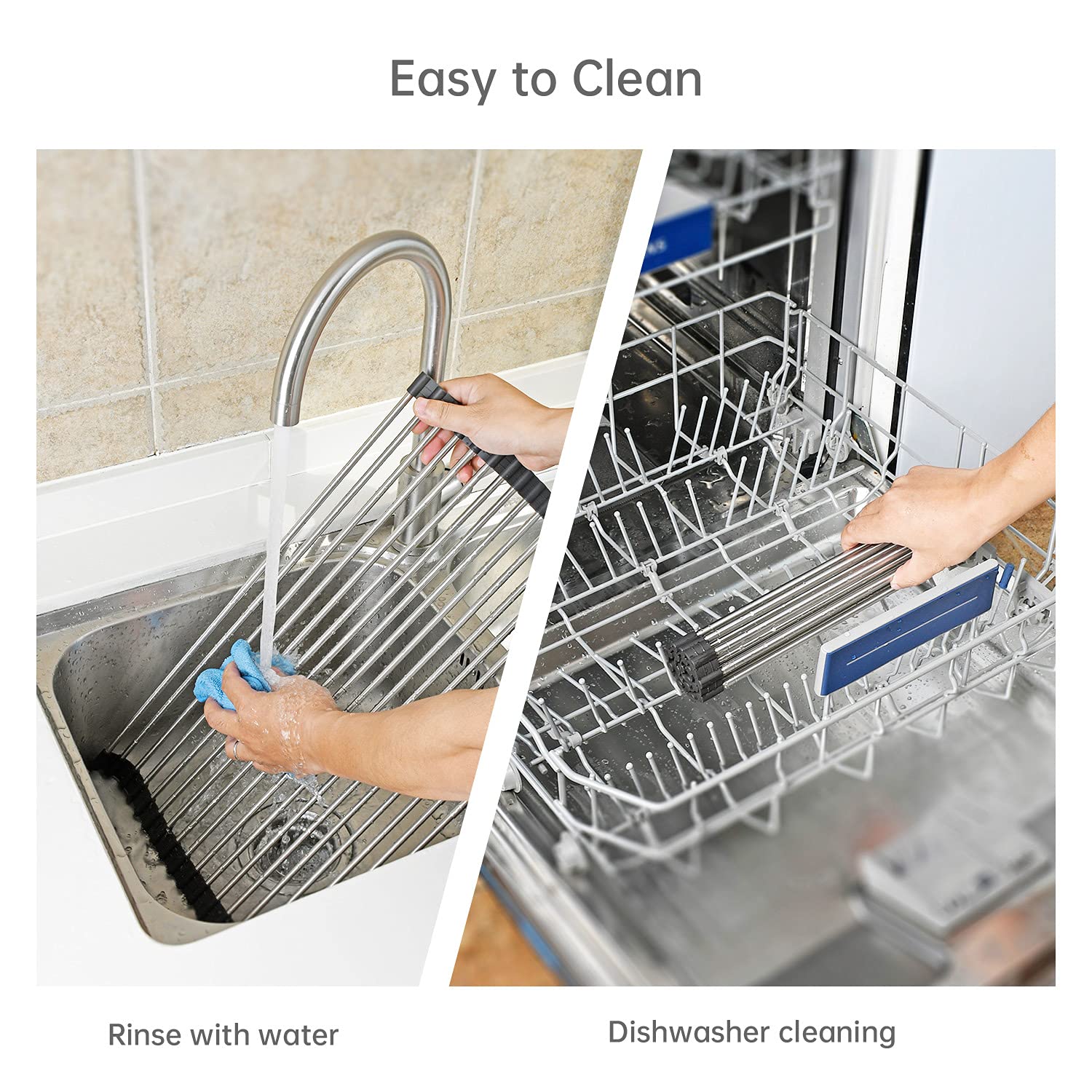 Roll up Dish Drying Rack Over The Sink Kitchen Roll up Sink Drying Rack Portable Dish Rack Dish Drainer (12.79’’21.25’’)
