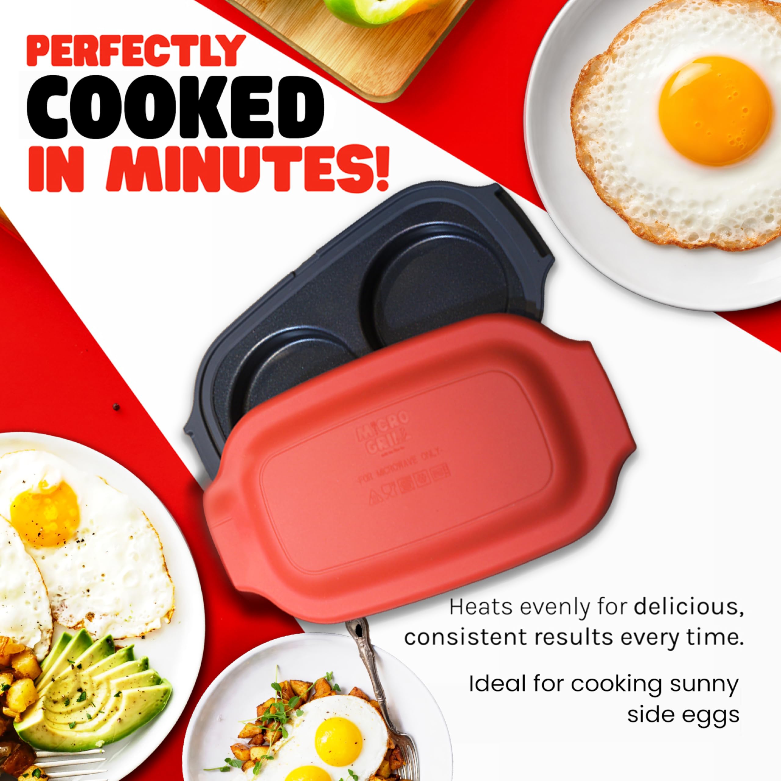 Micro Grill Egg Mate™ Microwave Cooker – Sunny Side Up Egg Maker for Breakfast Sandwiches & English Muffins – BPA-Free, Dishwasher Safe