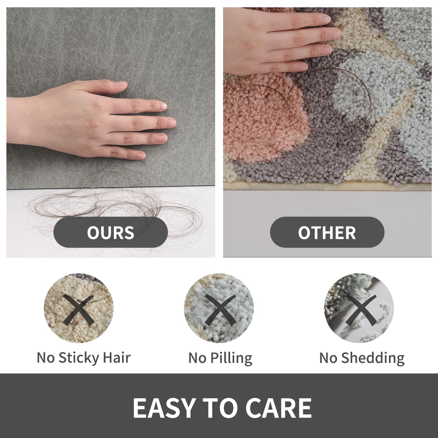 MontVoo Bath Mat Rug for Bathroom-Bathroom Mat Bathroom Rug Non Slip Absorbent Quick Dry Bathmat Shower Mats-Bathroom Floor Mats in Front of Bathtub Sink Washroom Mat Grey 50x80CM