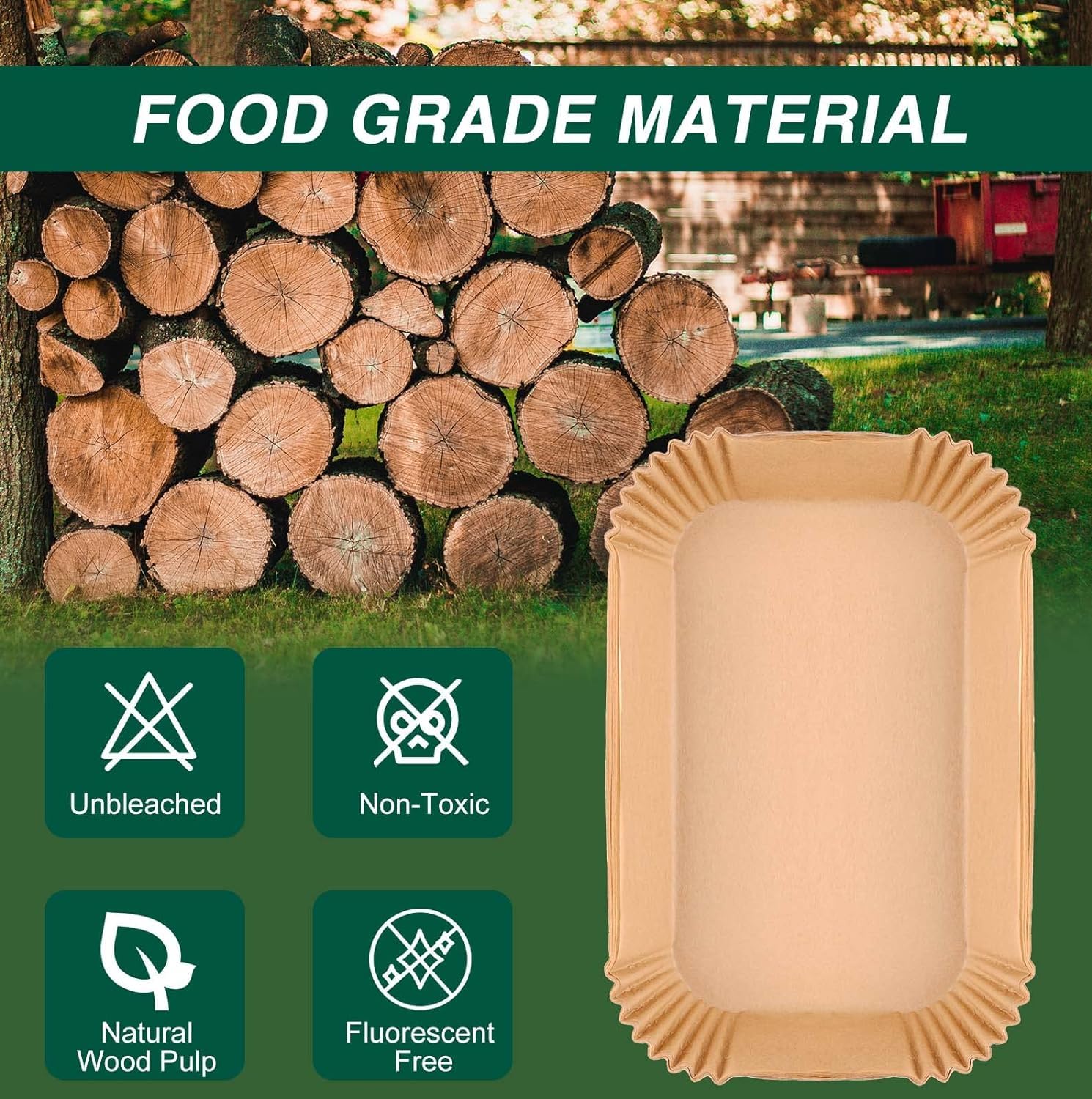 Air Fryer Disposable Paper Liners for Ninja Dual Airfryer Accessories, Non-Stick Parchment Rectangular for Baking, Oil Proof, Water Proof, for Microwave Oven (150PCS, 8.6in x 5.5in)