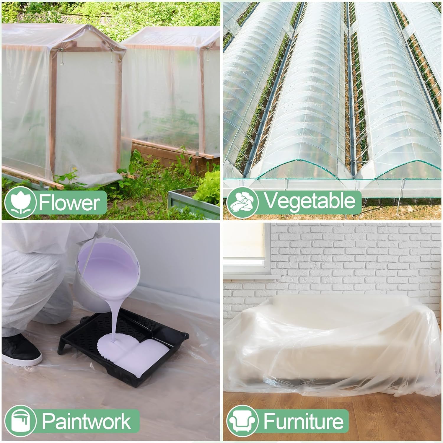 10 x 20 FT Clear Greenhouse Plastic Sheeting, 6 Mil Polyethylene Film Heavy Duty, Water Sun Frost Wind Dust Resistant Winter Hoop House Toughness Plastic Cover for Farming, Gardening, Agriculture,DIY