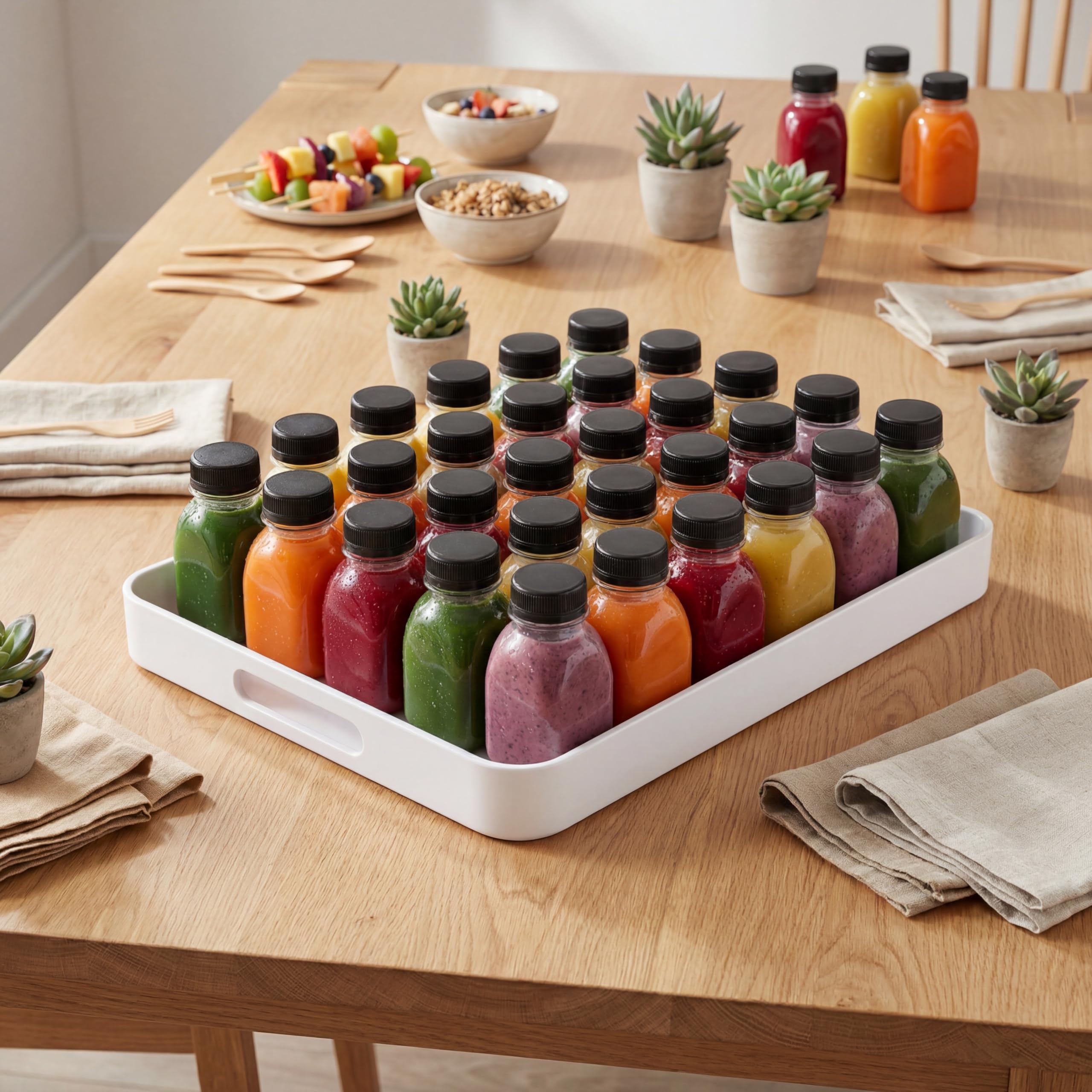Dicunoy 30 Pack 4 OZ Plastic Juice Bottles with Lid, Mini Ginger Shot Bottles, Empty Small Drink Containers for Mini Fridge, Reusable Small Beverage Bottle for Juice, Smoothie, Milk, Cold Beverage