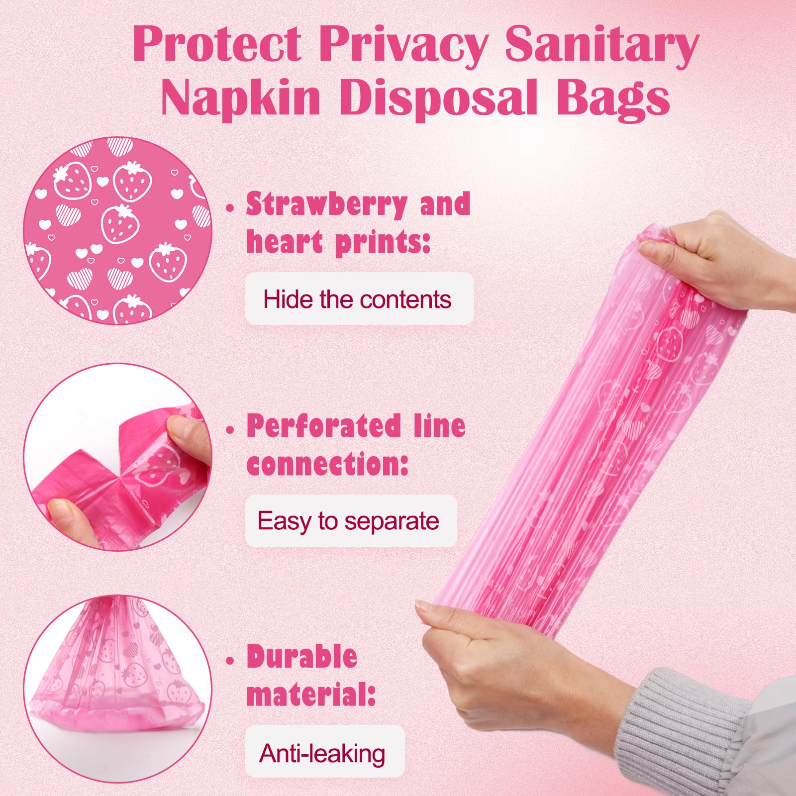 150Pcs Sanitary Napkin Disposal Bags, Luxiv Pink Disposable Sanitary Bag Personal Care Disposal for Tampons Trash Bag, Disposable Mini Bags for Women Privacy Handling Bag Diaper Sack