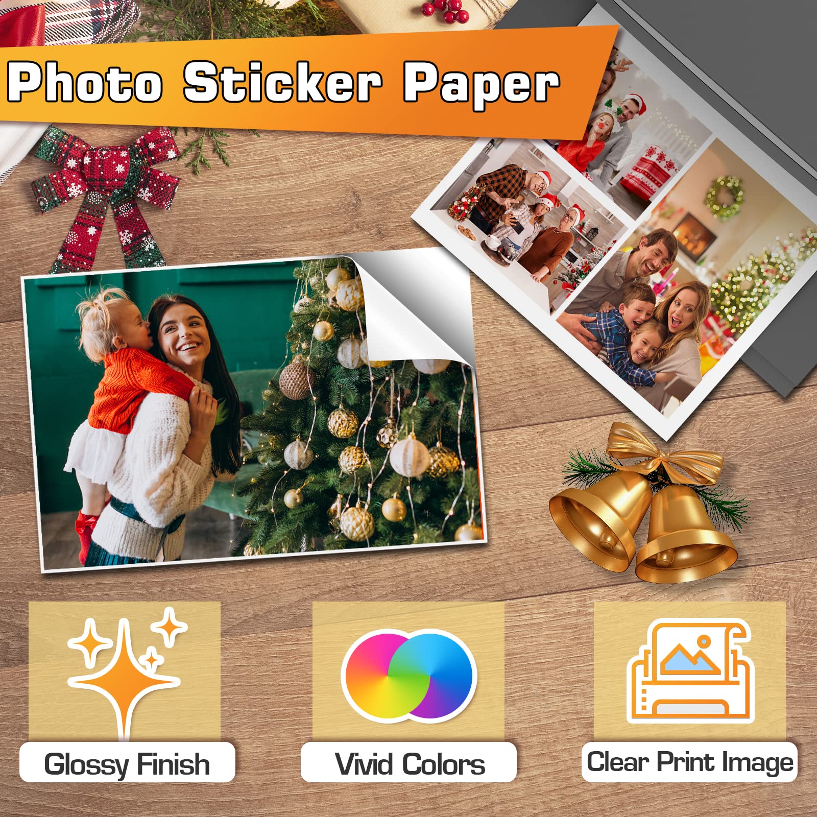 Koala Printable Glossy Sticker Paper for Inkjet Printer, White, 8.5x11 Inch Self-Adhesive Photo Sticker Printer Paper, (120 Sheets)