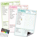 CLEVER CLEAN Magnetic Dry Erase Chore Chart - 8.5"x12" Behavior Responsibility Chore Board for Kids, Teenagers - 6 Extra Fine Point Markers Included - Shipped Flat 3 Pcs Blue Pink & Green
