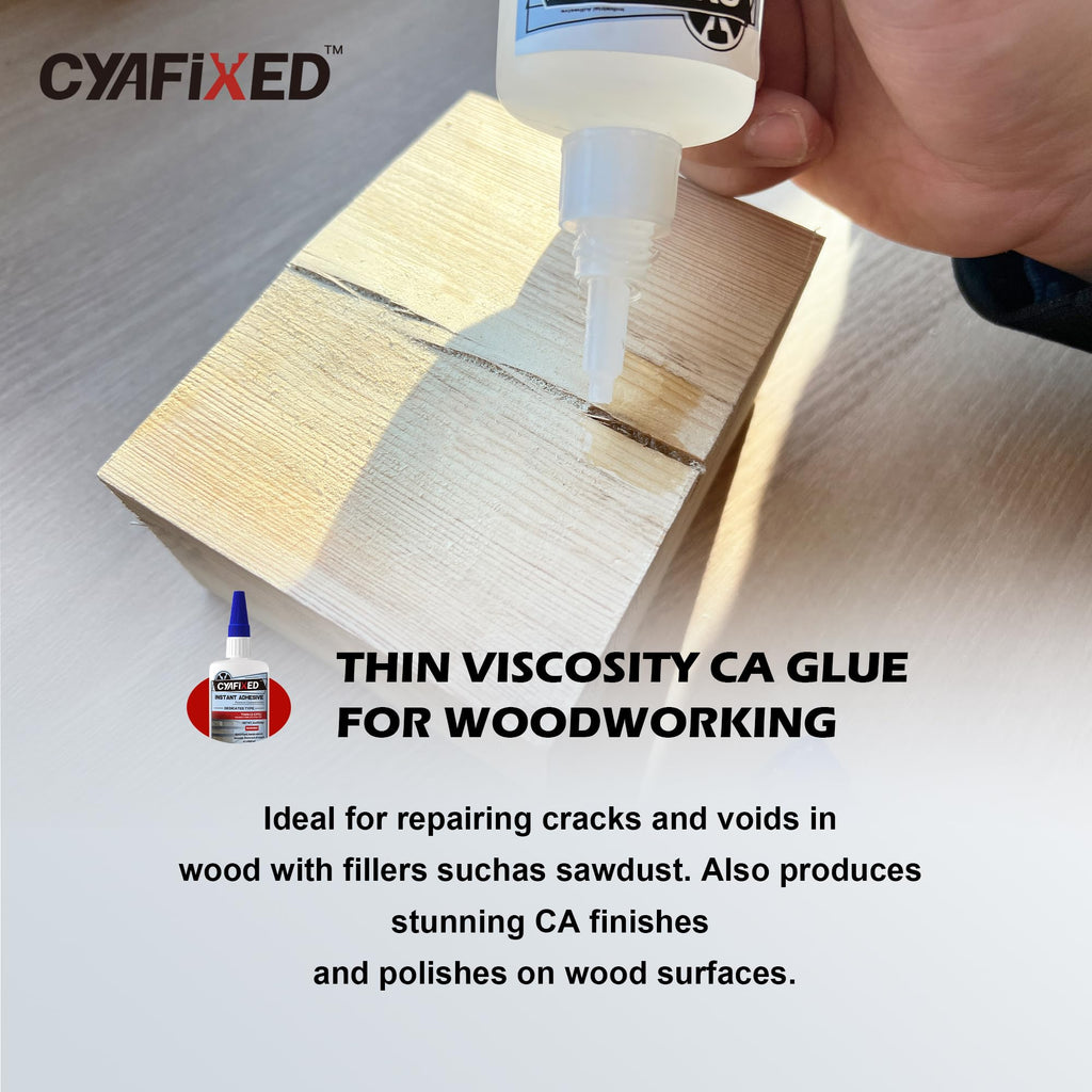 CYAFIXED Professional Grade Cyanoacrylate Super Glue, Super Thin Viscosity CA Glue for Woodworking, 4 oz. Value Pack - Instant Adhesive for Woodturning, Pen Turning, Finish & Hobby