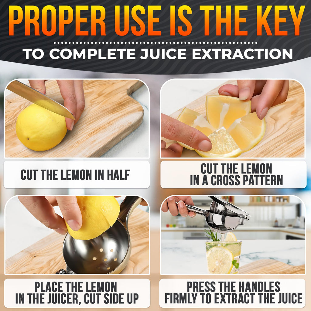 Stainless Steel Lemon Squeezer Manual - Threaded Groove Fresh Lemon Juicer Hand Press Stainless Steel Lemon Squeezer Manual Press Heavy Duty for Restaurant, Kitchen - Ergonomic Handle Lemon Press