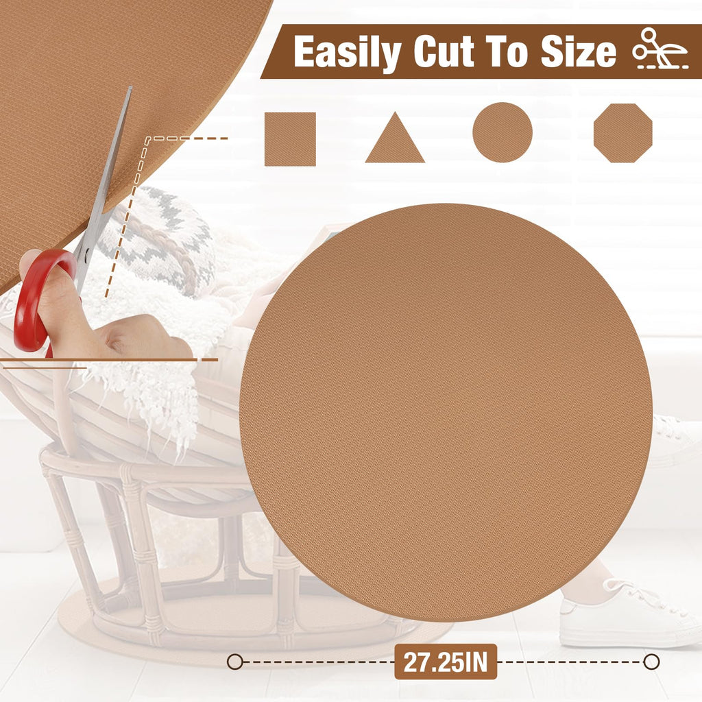 Blosail Round Rubber Furniture Pad – Non-Skid Recliner Floor Protector for Hardwood & Tile, Cuttable Rubber Mat for Swivel Chairs, Recliners & More, Anti-Scratch Gripper, Brown, Pack of 1