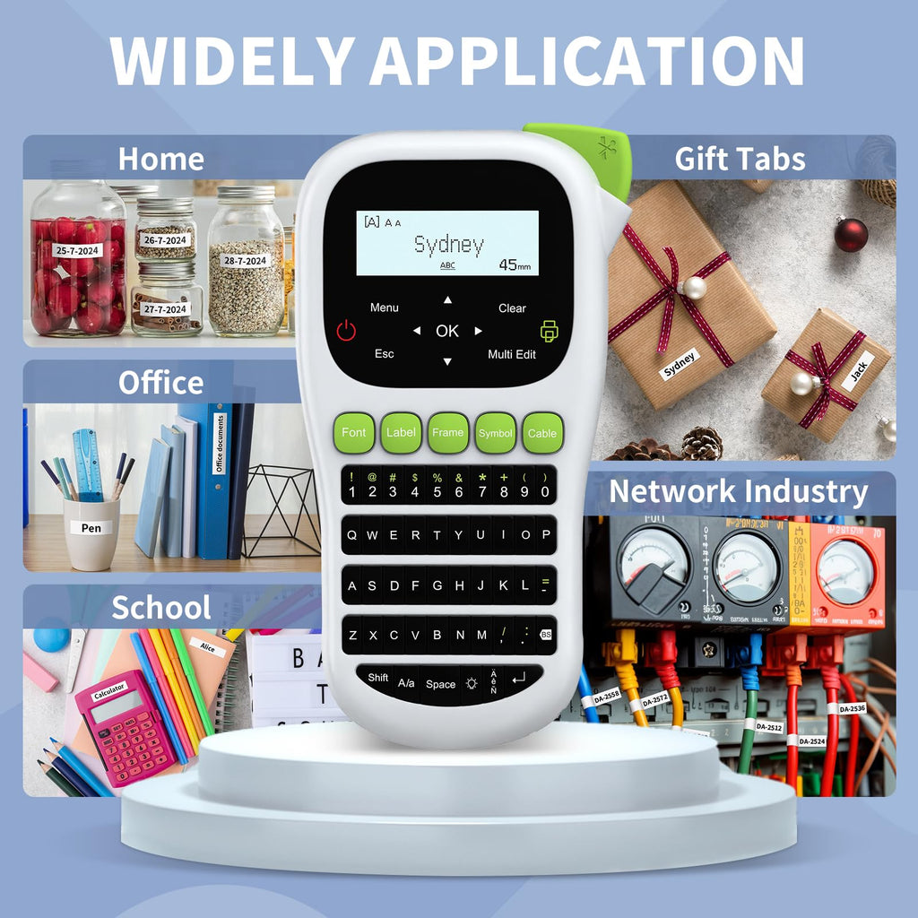H1100 Label Maker, Label Maker Machine with Tape 12mm Laminated, Portable Labeler with Backlit-LCD Multi-Templates, Handheld Wire Label Makers, Inkless Labeling Maker for School Office Organization