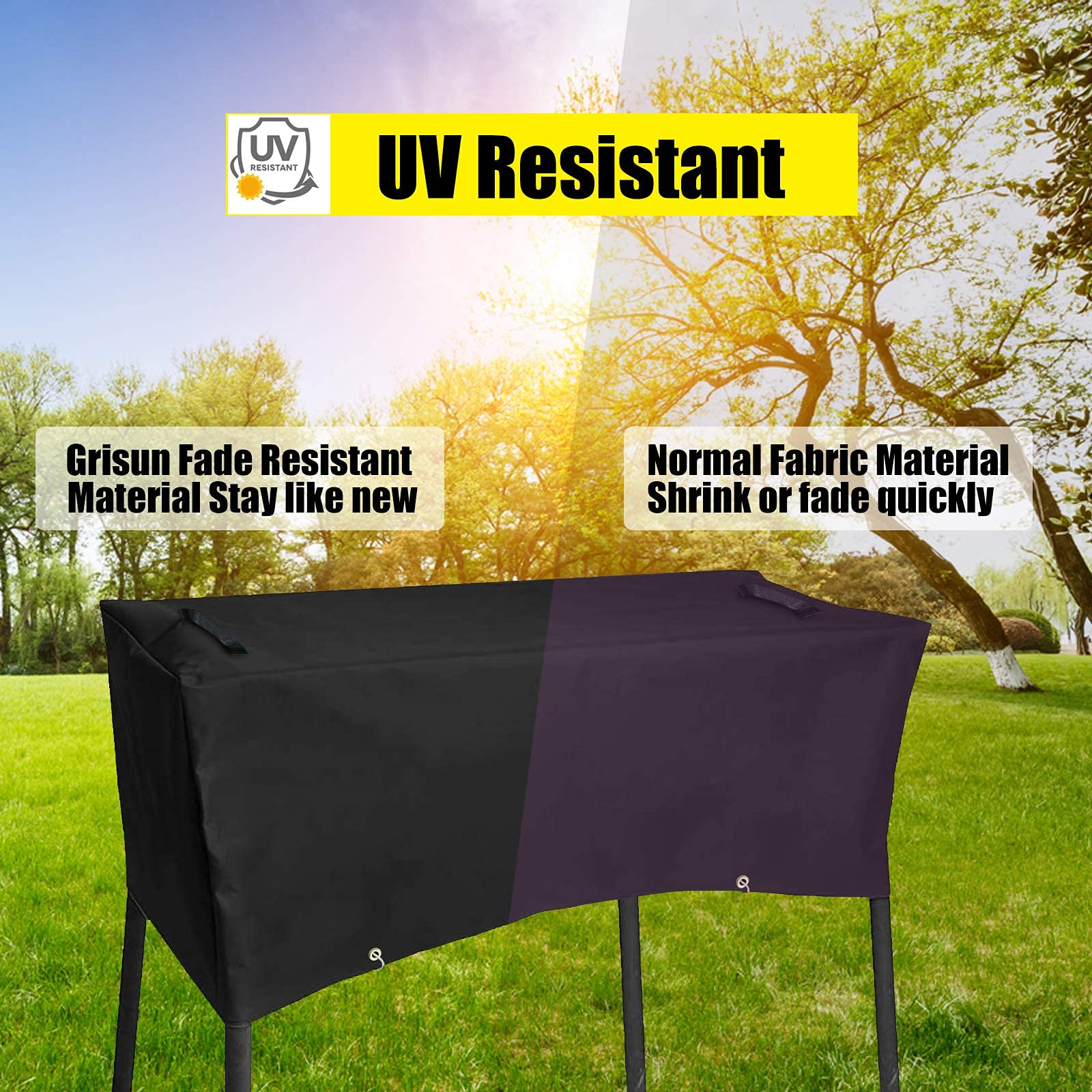 Grisun Patio Cover for Camp Chef 3 Burner Stoves, Waterproof Anti-Fade 3 Burner Stove Cover for PRO90, PRO90X, SPG90B, TB90LW, TB90LWG, TB90LWG15, DB90D, Handles for Easy Lifting, 600D Fabric, Black