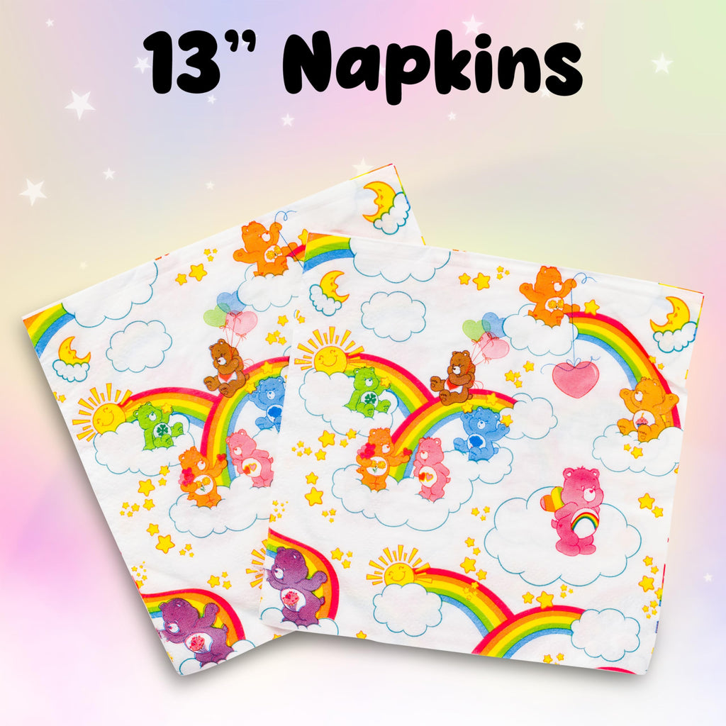 Silver Buffalo Care Bears We Love Rainbows Group Clouds 32ct Paper Napkin and Plate Party Pack