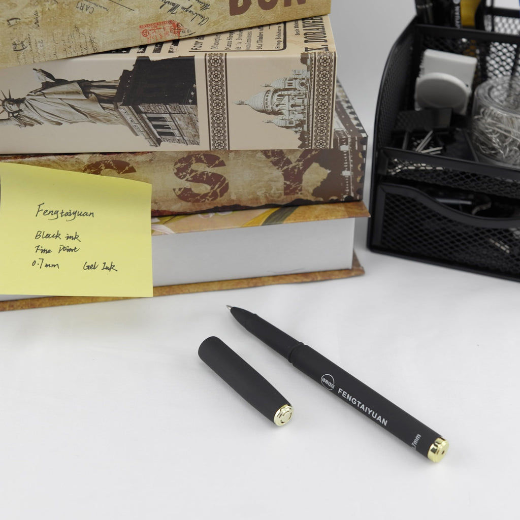 Fengtaiyuan 07P18, Gel Ink Rollerball Pens, Black Ink, Fine Point, 18 Pack, Writing Smooth, Cool Pens (0.7mm-Black-18Pack)