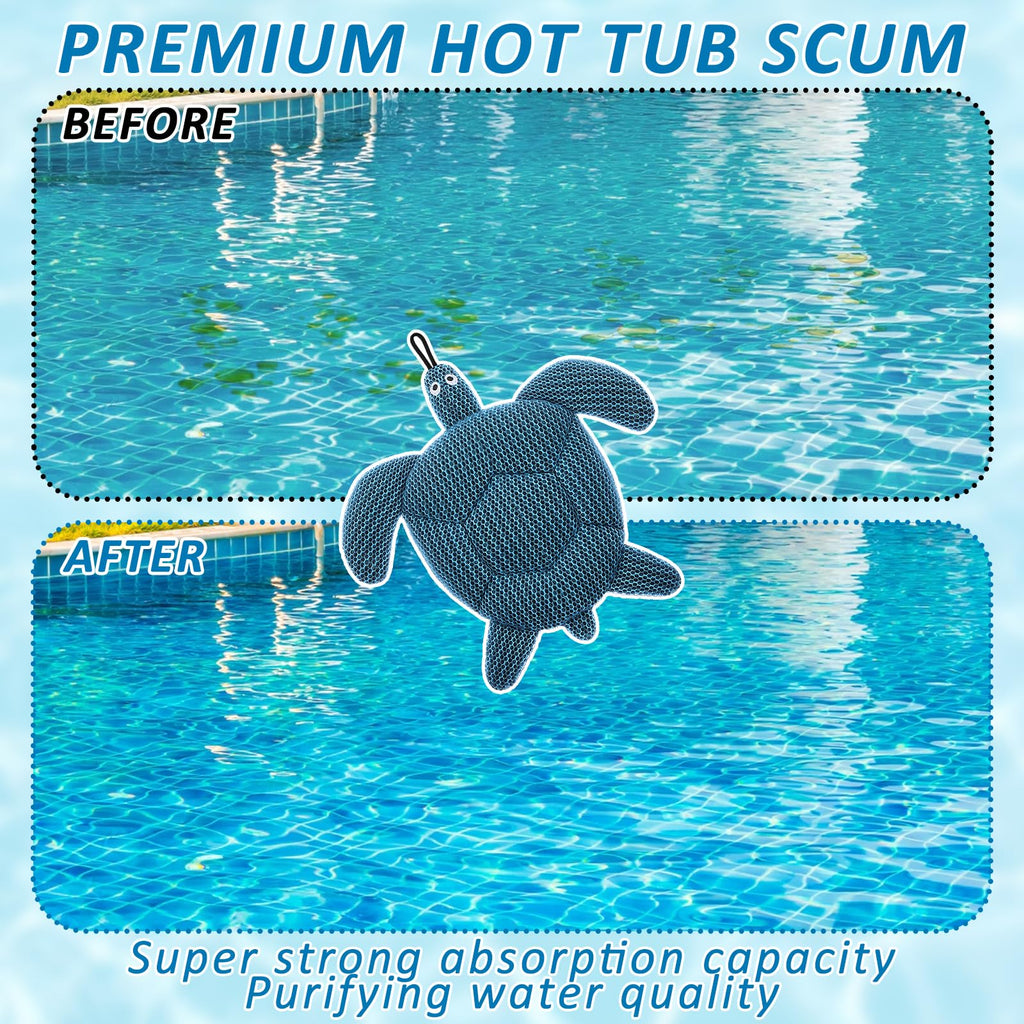 Hot Tub Scum Absorber, 2025 Upgrade Reusable Scum Turtle Hot Tub Absorber Accessories Hot Tub Sponge for Spa & Pool Cleaner, Hot Tub Oil Absorbing Keeps Water Clean