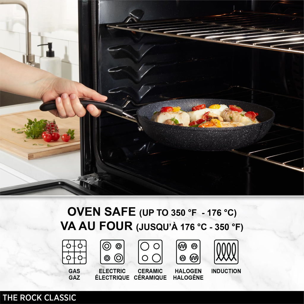 Starfrit The Rock 26cm (10") Non-Stick Multi Pan - Tawa - Durable Forged Aluminum - Induction Ready - Oven Safe - PFOA Free - Easy to Clean - Black