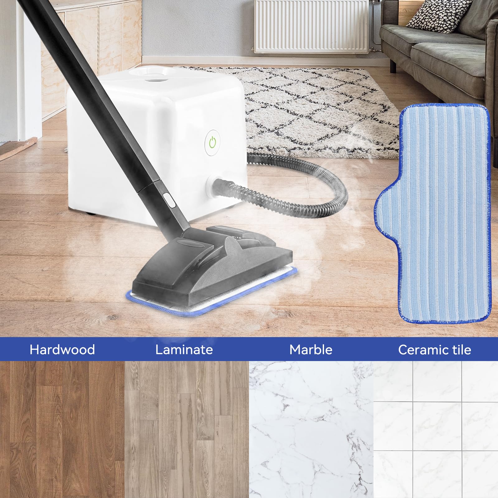 Steam Mop Pads Compatible with Dupray Steam Cleaner and Schenley Steam Mop Cleaner - Washable and Reusable Microfiber Replacement Mop Head（5 Pack)