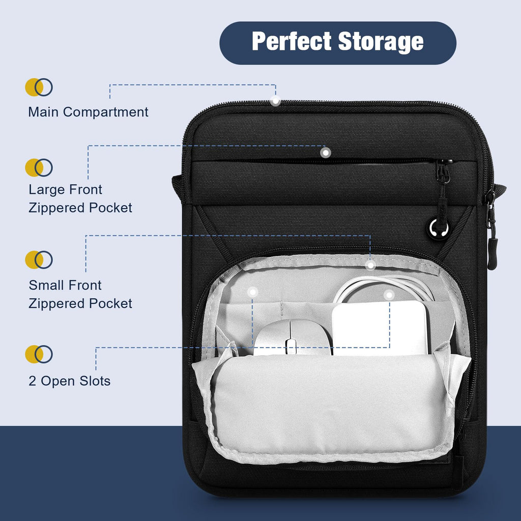 MoKo 13-14 Inch 360° Protective Laptop Sleeve Bag, Fits Mac Neo 13/Air 13/13.3/13.6 Inch, Mac Pro 13/14 Inch, Surface Pro 9/8/10/11 13", Multi Pockets with Shoulder and Headphone Port, Black