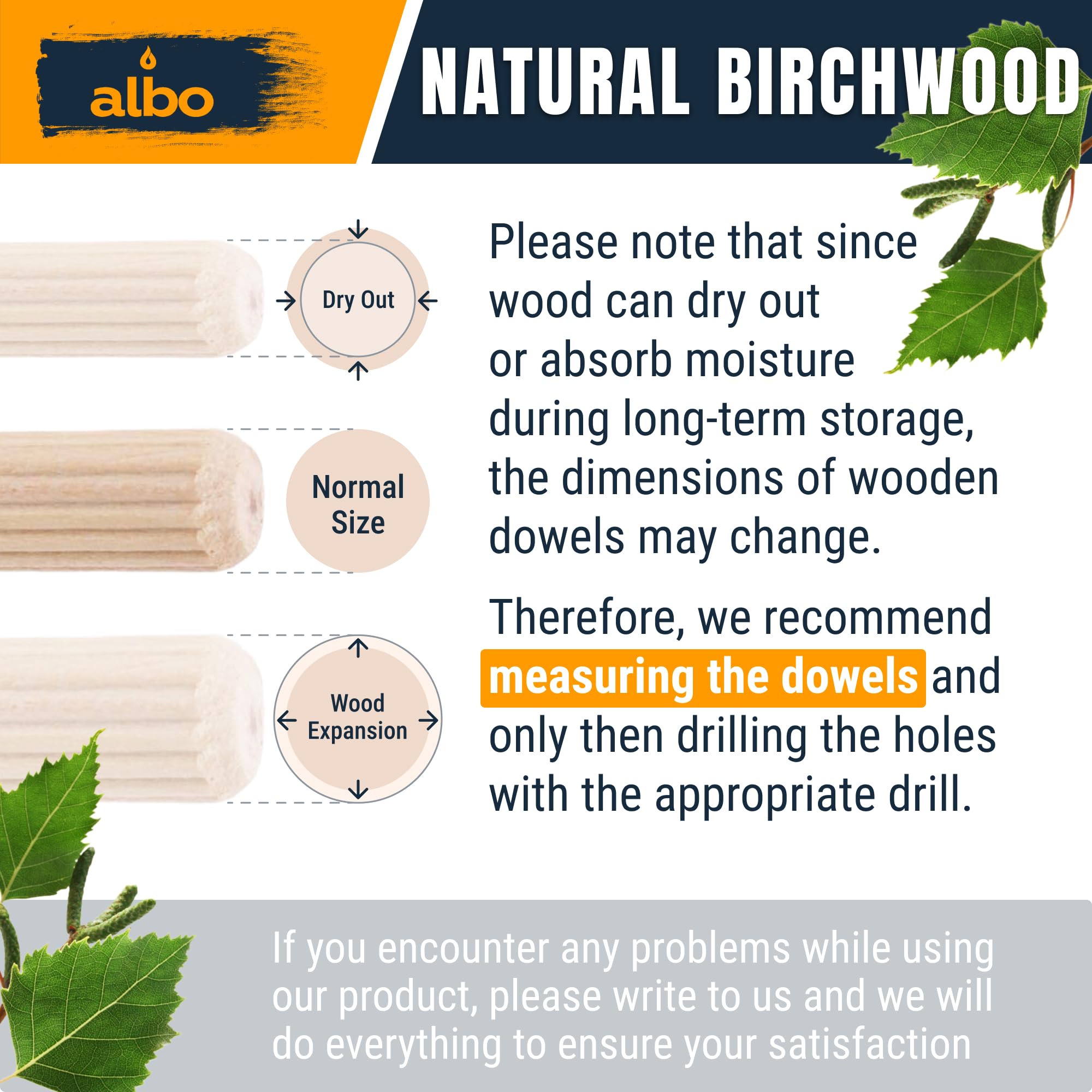 ALBO Wooden Dowel Pins 1/4 + 5/16 + 3/8 inch Fluted Wood Dowels Rods 500 Pack Hardwood Crafts Dowel Pegs