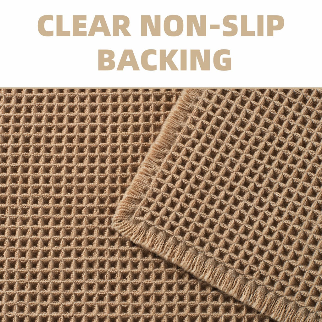 Upgraded Waffle Bathroom Runner Rug, Super Absorbent Bath Mats Non Slip Washable Long Bathroom Mat Ultra Soft Bath Runner Rugs for Hallway Entryway Bedroom Laundry Room Sink, 2'x 4', Brown
