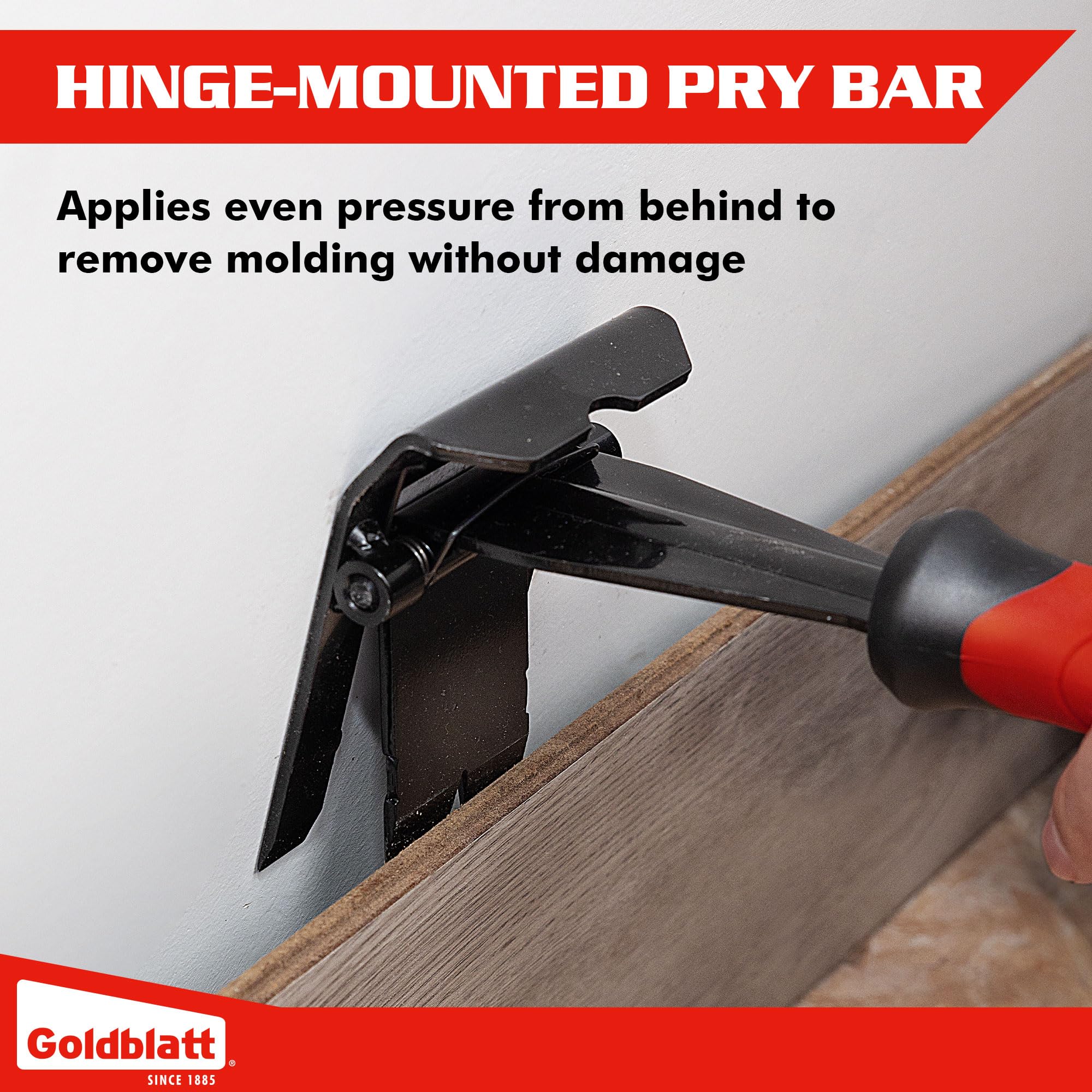 Goldblatt Trim Removal Tool, 3-Inch Baseboard Removal Tool for No-Damage The Surface, Heavy Duty Pry Bar Removal Multi-Tool for Carpet Tack Strip, Baseboard, Molding, Siding and Flooring Removal