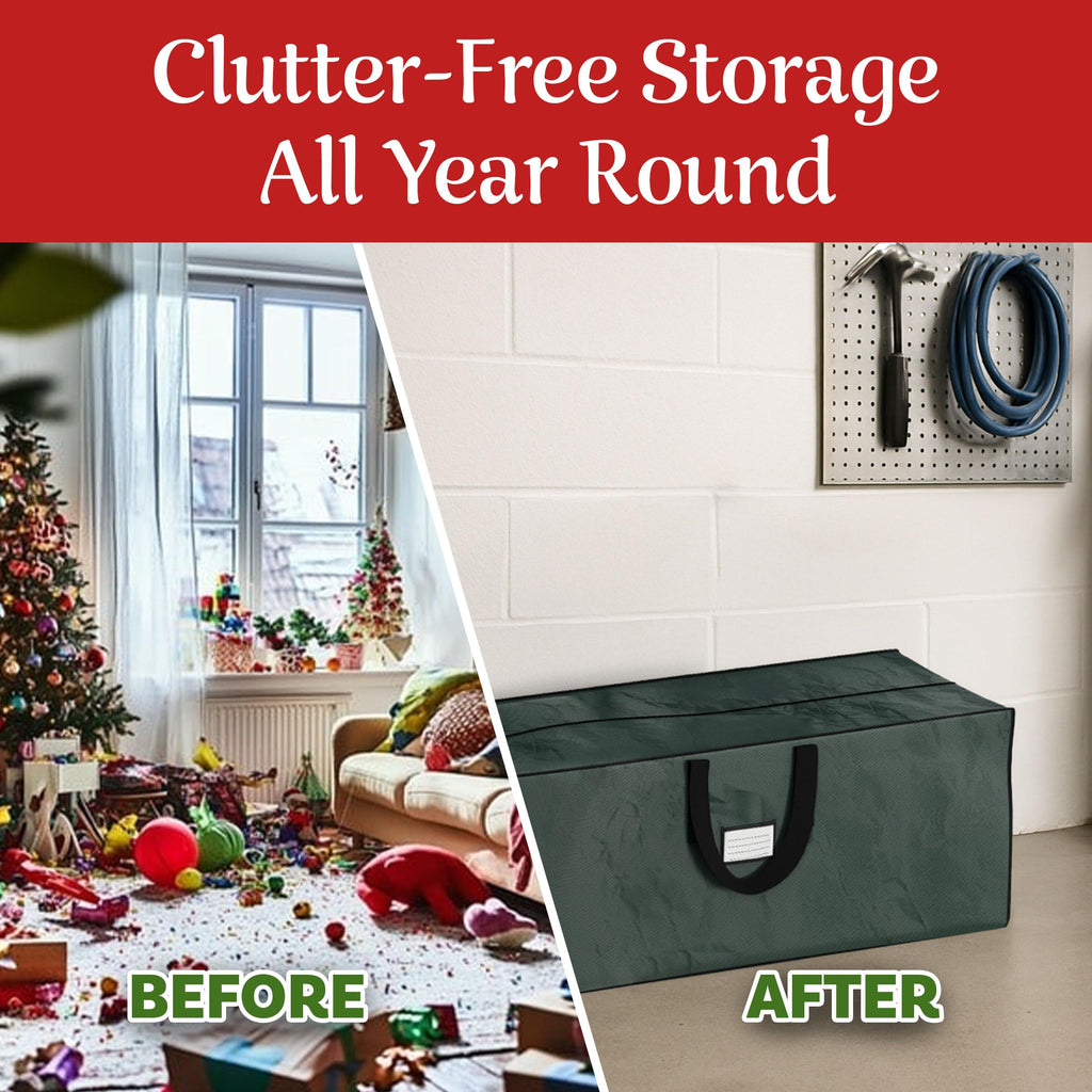Christmas Tree Storage Bag, Fits up to 7.5 Foot Artificial Tree, Protects Holiday Decorations from Moisture & Damage by Elf Stor (Green)
