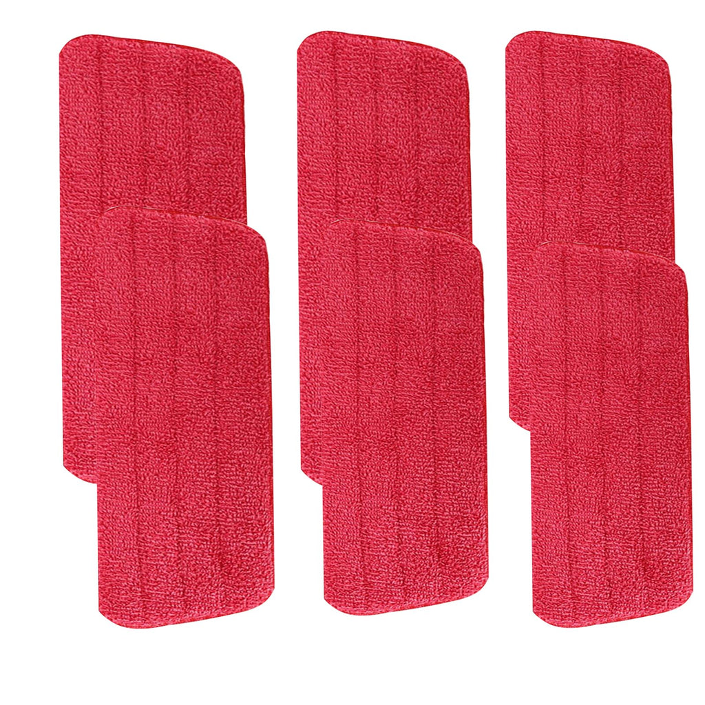 6 Pack Microfiber Mop Pads,Spray Mop Pads Replacement, Reveal Mop Cleaning Pads,Fit for Wet/Dry Spray Mops & Reveal Mops Washable 16.5 * 5.5 Inches. (Red)