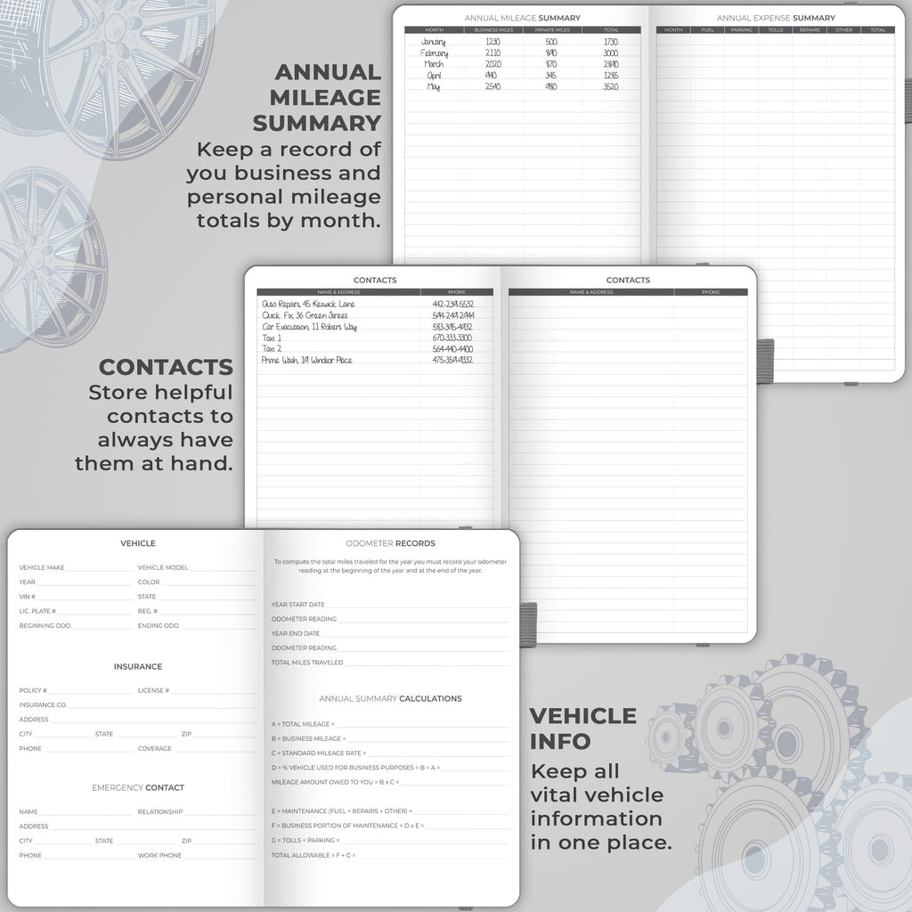 Clever Fox Auto Mileage Log Book – Vehicle Logbook with Mileage, Expense, Gas Consumption & Lubrication Trackers – Driving Logger for Car Records – A5 Size, 1,674 Mileage Entries (Grey)