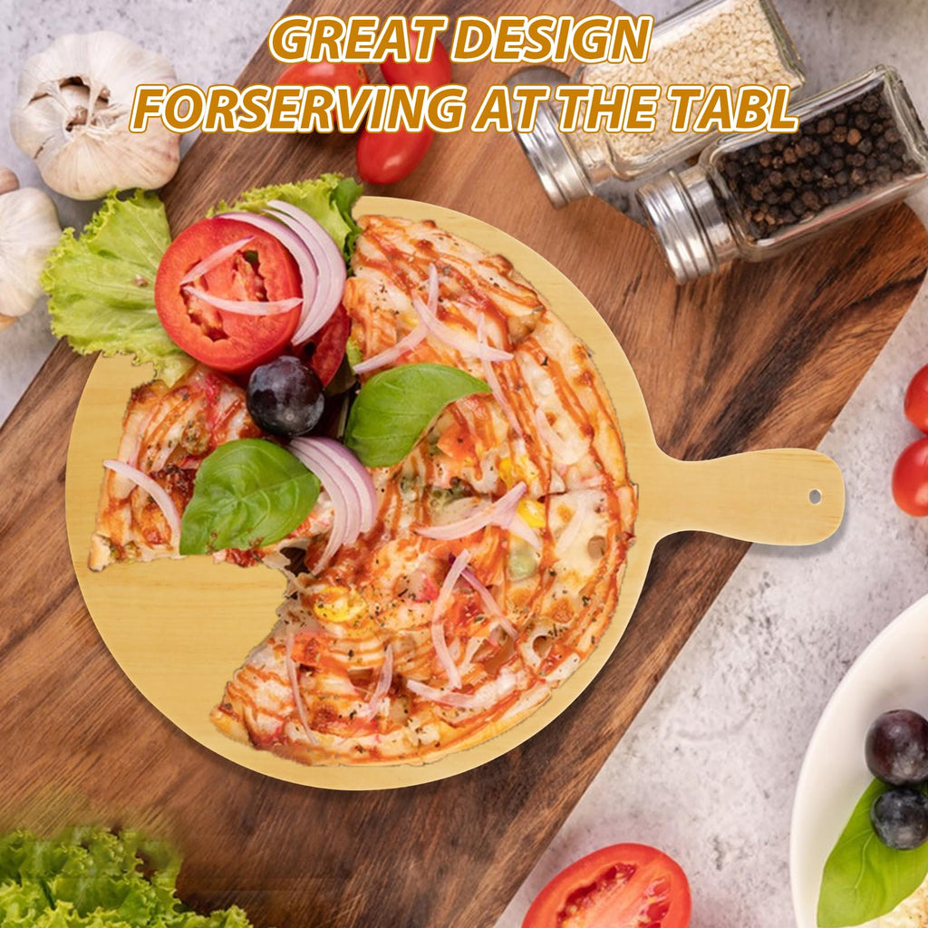 4 Pack Wooden Pizza Peel, 12 Inch Pizza Spatula with Wood Handle Suitable for 12"x12" Pizzas, Round Wooden Cutting Boards for Baking Homemade Pizza, Bread, Cheese, Fruit
