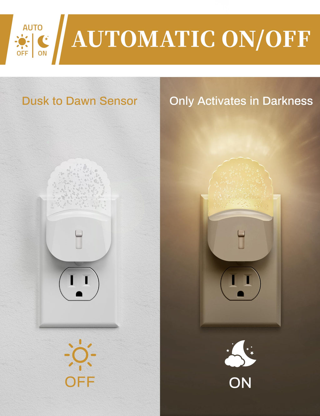 LED Night Light, Baby Night Light [2 Pack], Plug in Night Light with Auto Dusk to Dawn Sensor, Adjustable Brightness Night Light for Kids, Bathroom, Bedroom, Nursery Room, Soft White 3000k
