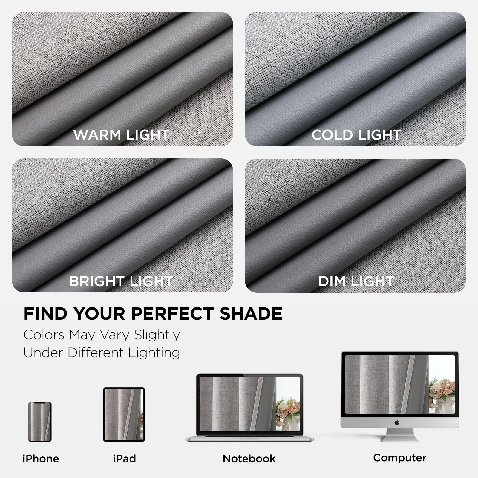 Joydeco 100% Blackout Curtains 2 Panels for Living Room - Linen Black Out Curtains 84 Inch Long Room Darkening Opaque Curtains for Bedroom, Thermal Insulated Drapes Privacy Protection 2 Panels Set