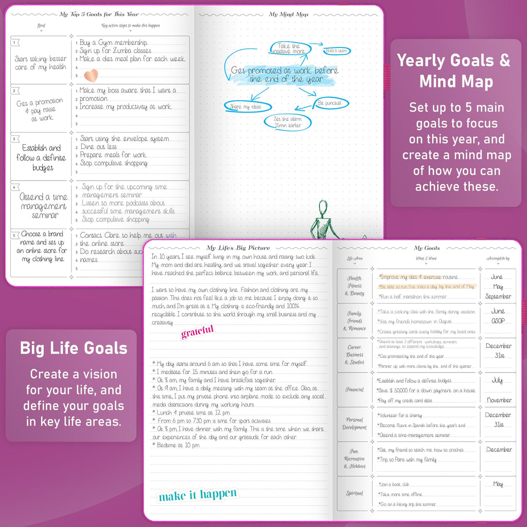GoGirl Weekly Schedule Planner – Undated Hourly Work & Life Planner with Time Slots – Vertical Agenda Organizer for Daily Time Management & Productivity – A5 Size, 5.8″x8.3″, Hardcover (Hot Pink)