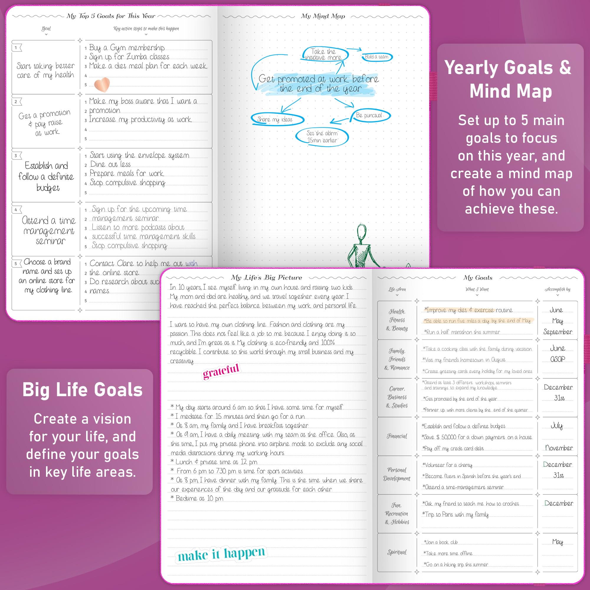 GoGirl Weekly Schedule Planner – Undated Hourly Work & Life Planner with Time Slots – Vertical Agenda Organizer for Daily Time Management & Productivity – A5 Size, 5.8″x8.3″, Hardcover (Hot Pink)