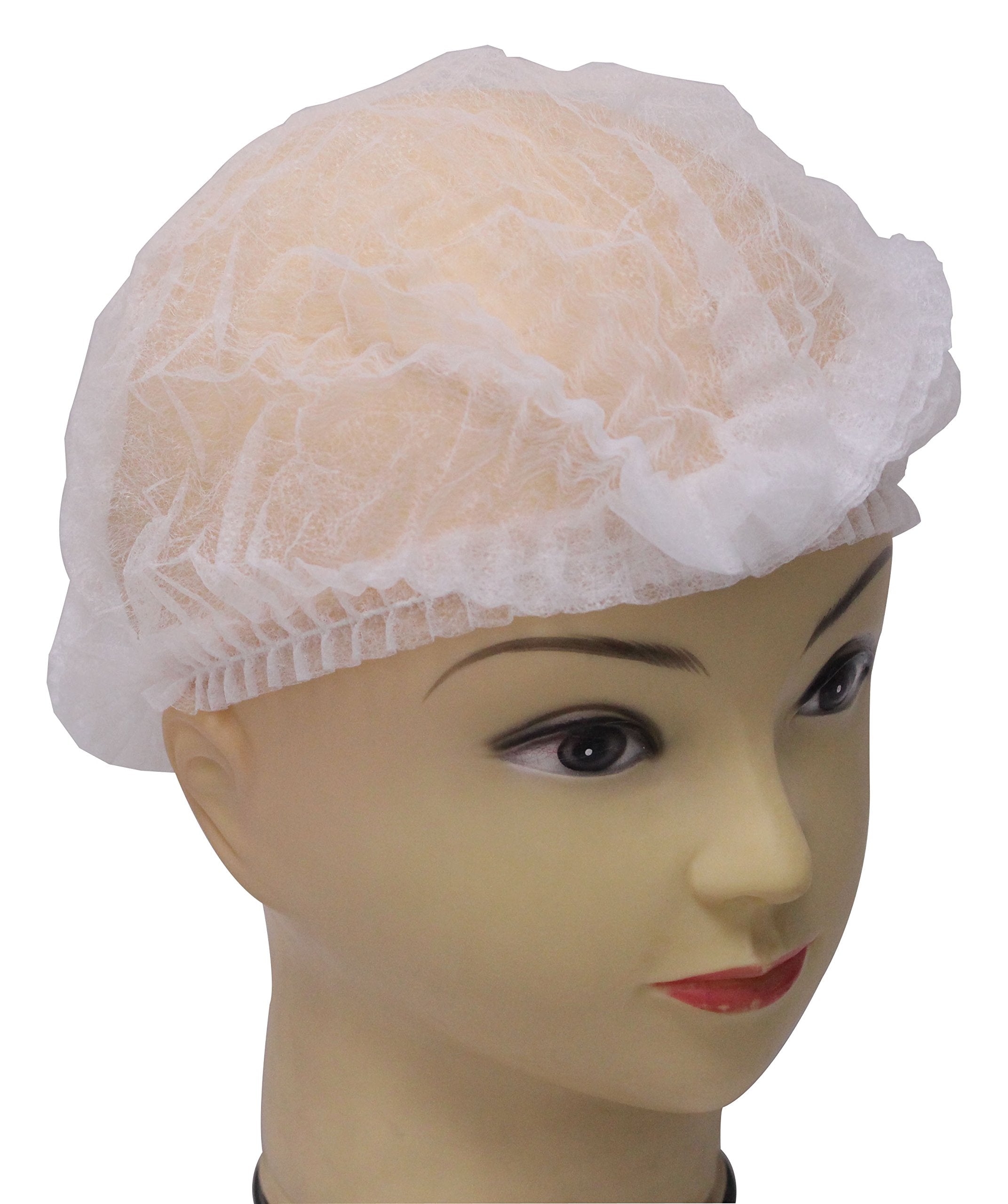 100 Pieces Disposable Non-Woven Clip Caps Mob caps hairnets Head Cover, 21", with 6 Colors for You to Choose. (White)