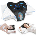 SAHEYER Cervical Pillow for Neck Pain Relief, 2 in 1 Ergonomic Memory Foam Neck Pillow, 2 Heights Adjustable Orthopedic Support Pillow for Side, Back and Stomach Sleepers, 23.6x14x3.9/5.1 inch, Gray