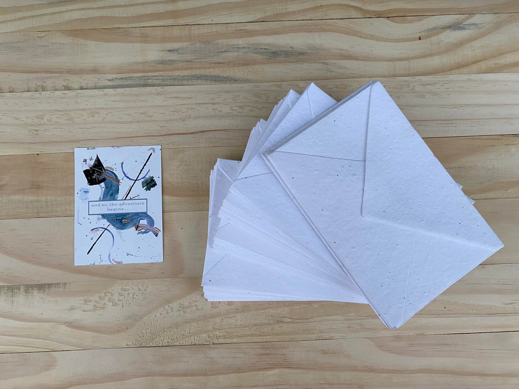 Wanderings Handmade Flower Seed Paper Envelopes – Medium 5.25 x 7.25” / 13 x 18 cm – Pack of 25 – Plantable Wildflower Seed Paper Envelopes for Invitations & Memorials – 250 GSM