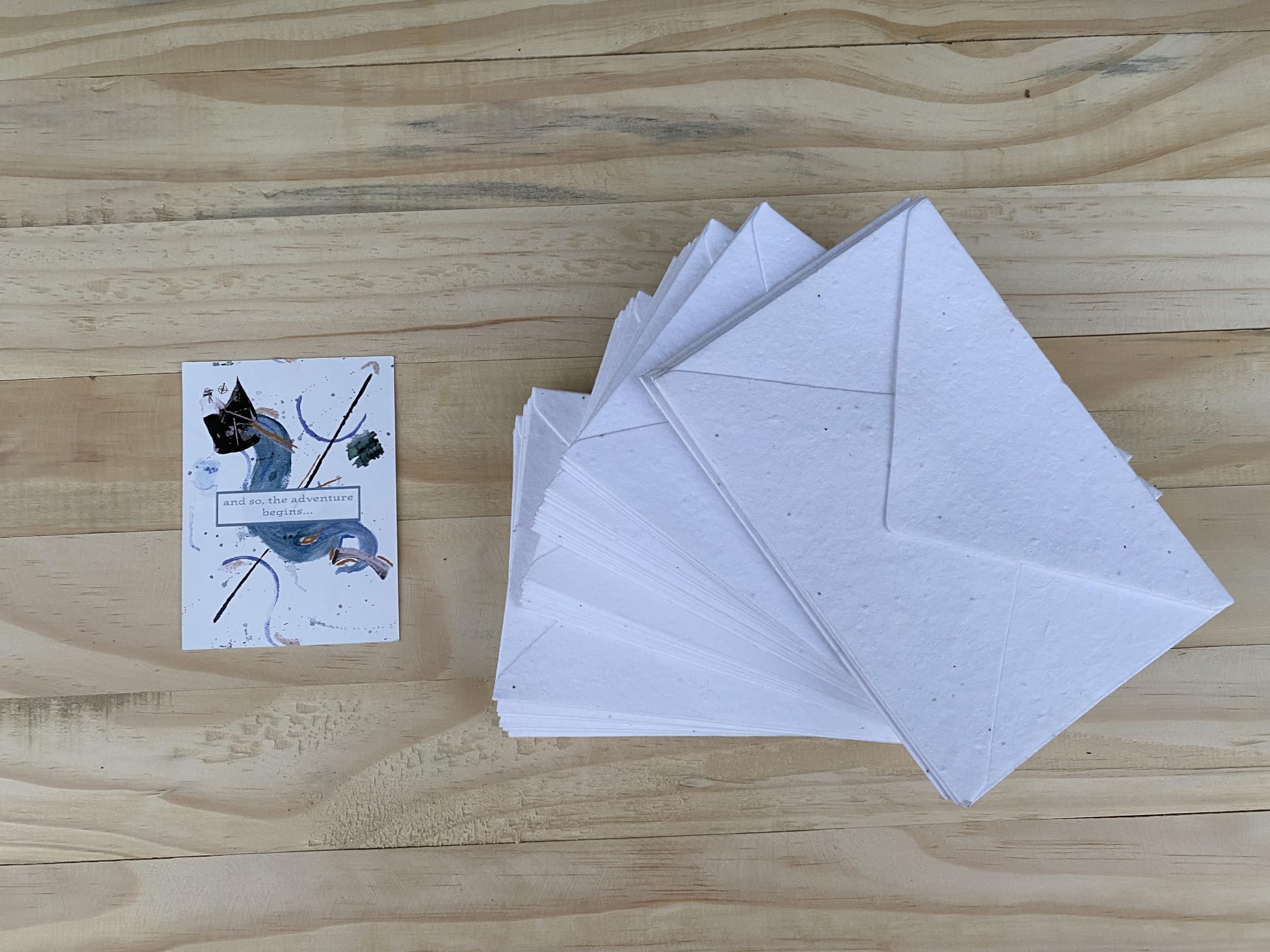 Wanderings Handmade Flower Seed Paper Envelopes – Medium 5.25 x 7.25” / 13 x 18 cm – Pack of 25 – Plantable Wildflower Seed Paper Envelopes for Invitations & Memorials – 250 GSM