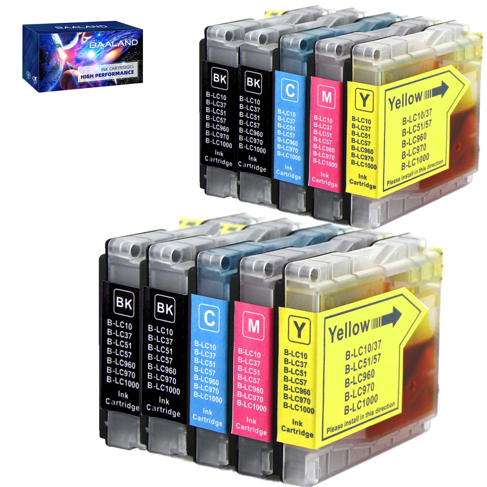 BAALAND Compatible LC51 LC-51 Ink for Brother MFC-240c 230C MFC-885c MFC-465cn MFC-5860CN (4 Black, 2 Cyan, 2 Magenta, 2 Yellow, 10-Pack)