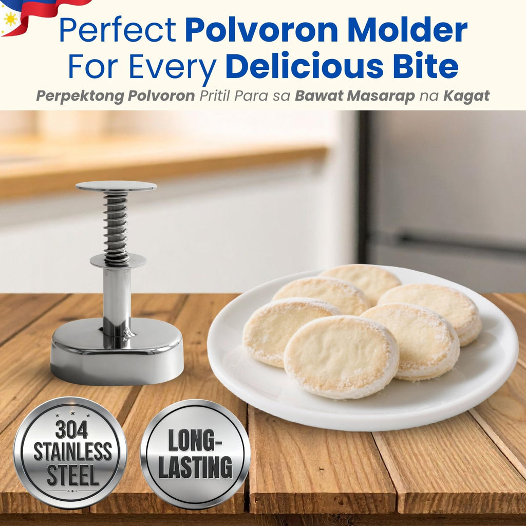 Polvoron Molder Filipino (2.75" H x 1.75" W) - Oval Polvoron Mold for Traditional Filipino Cookies - Durable and Easy-to-Use Baking Tool