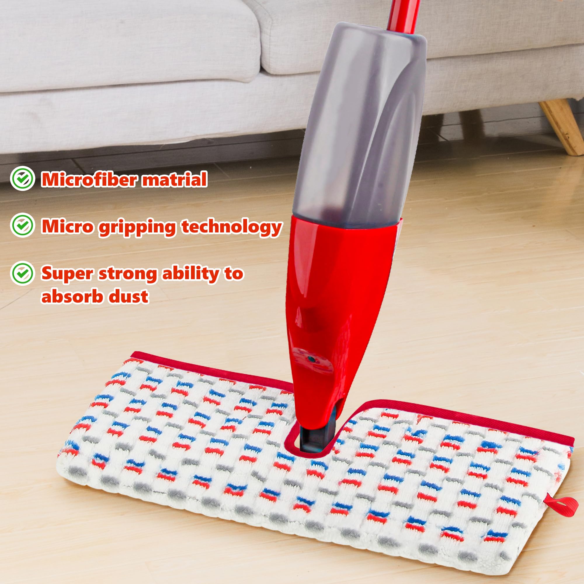 4 Pack Mop Pads Compatible with Vileda PromMist MAX Microfibre Spray Mop, Reusable Pads Refills Replacement Heads Dry Wet Use Double Sided Machine Washable for All Surface Floor Cleaning